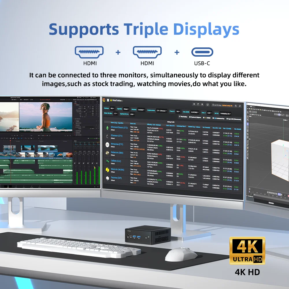 TexHoo Mini PC Intel N100 de doble banda WiFi6 BT5.2 16GB DDR5 512GB NVME SSD HDMI DP Dual LAN ordenador de juegos de escritorio Mini PC Gamer - imagen 4