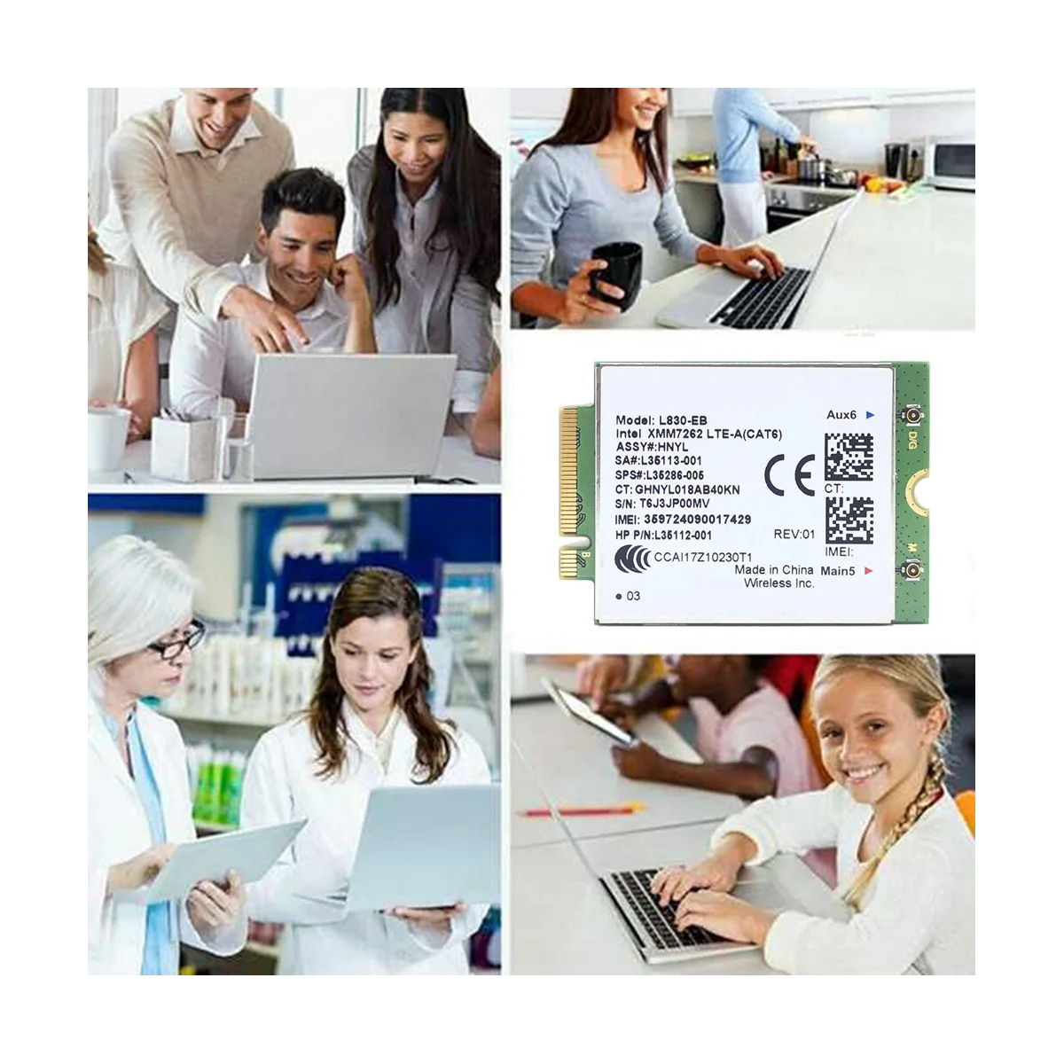 Tarjeta WIFI L830-EB + 2xantena 4G LTE L830 L35286-005 LTE, módulo Cat6 300Mbps para HP 640, 650, G5, 840, 846, 850, G6, X360, 830 - imagen 4