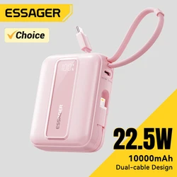 Essager Mini banco de energía con Cables 20000mAh PD 22,5 W batería externa de carga rápida para teléfono Xiaomi Huawei iPhone 16 15 14 Pro