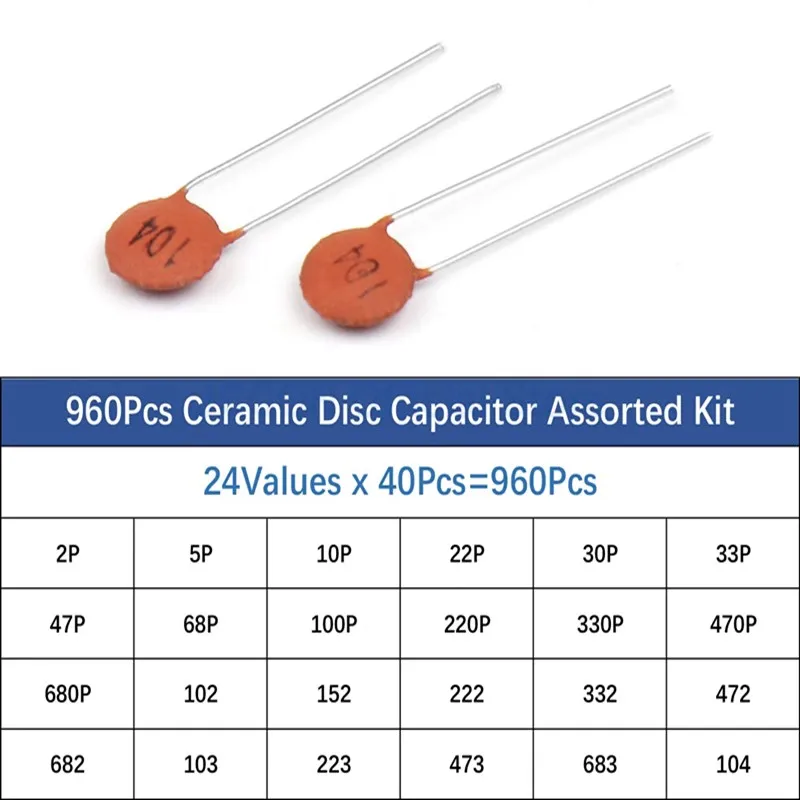 Caja de kit de combinación de condensadores cerámicos, 960/3600 Uds., 2PF-0.1U/1PF~100nF 24/36 valor 3.9NF 10PF 22PF 33PF 47PF 1NF 10NF 47NF - imagen 3