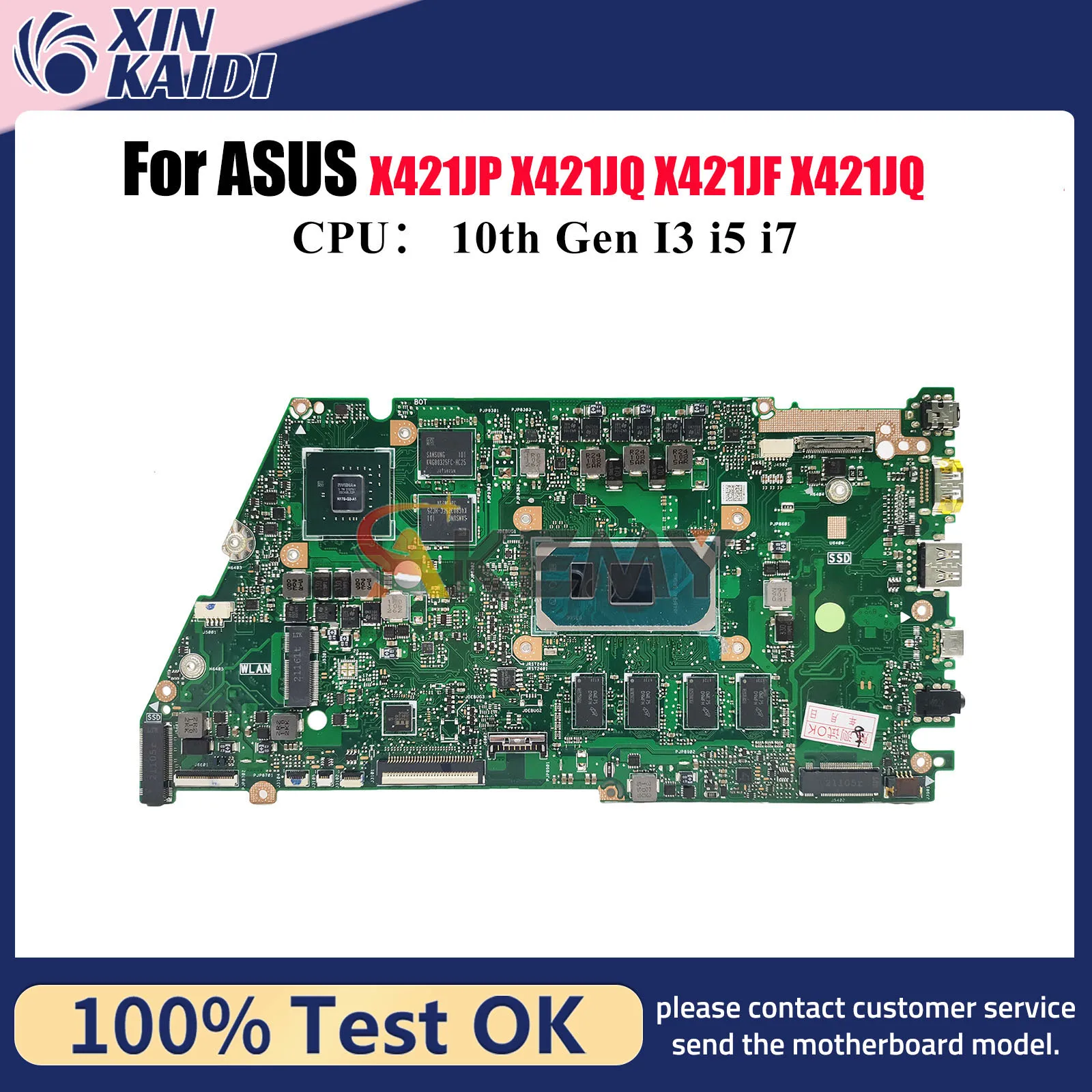 Placa base para ordenador portátil X421JP para ASUS X421JQ X413J X421J S433J X421JAY I421J X421JQ X421JF V4050J R421J placa base de 10. a generación I3 i5 i7