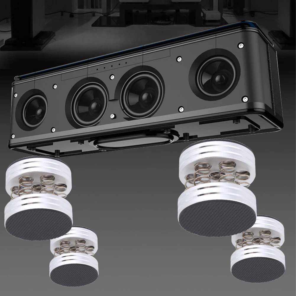 4 Uds. Picos de choque de aleación de aluminio almohadilla de amortiguación de resorte soporte de altavoz HIFI pies punta para amplificador/altavoz/tocadiscos/reproductor HiFi - imagen 3