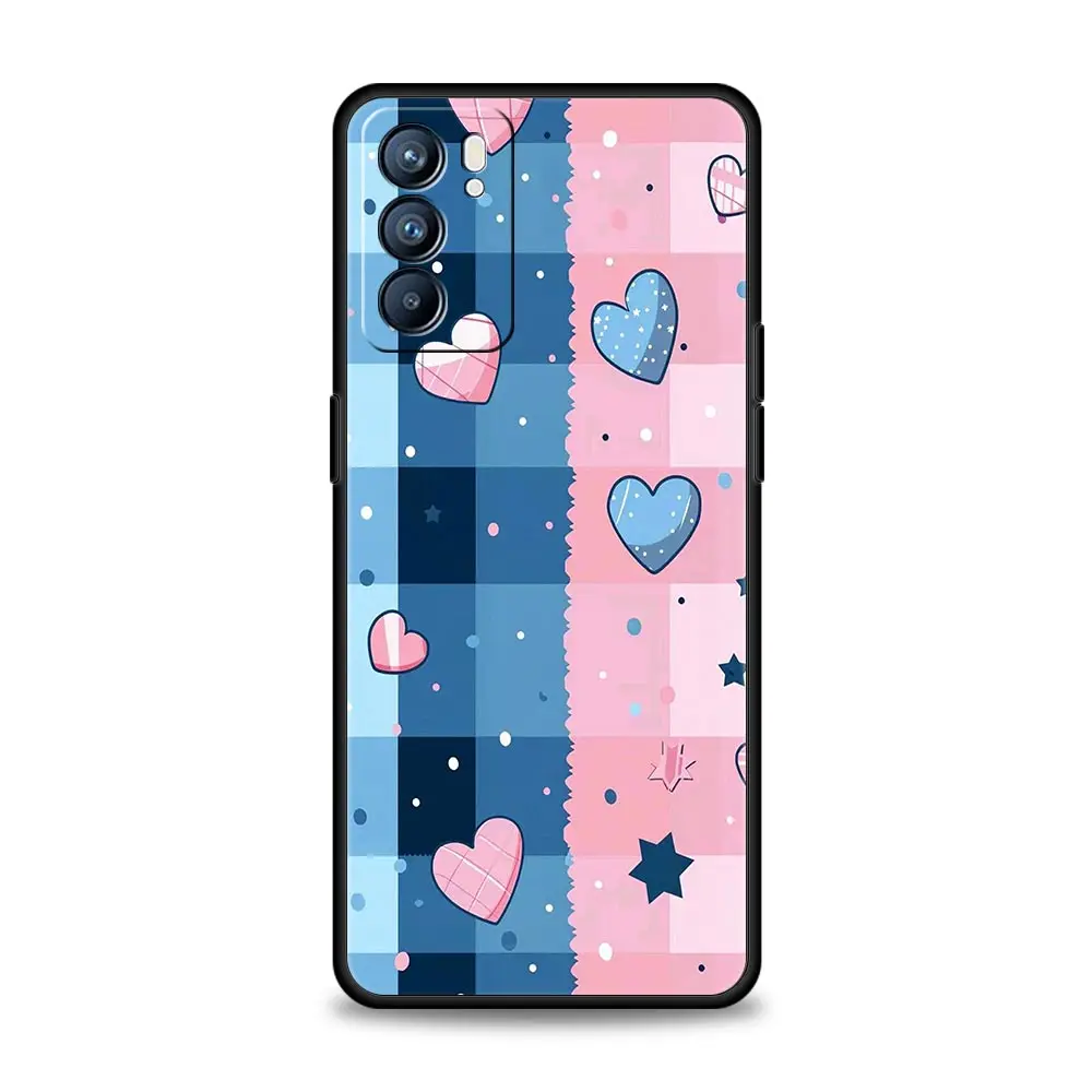 Funda de teléfono con rejilla rosa para Oppo Reno14 Reno13 Reno12 11 F 10 Find X5 X9 Pro A54 5G A53 A52 A9 A16 A74 A78 4G A79 A80 A98 - imagen 2