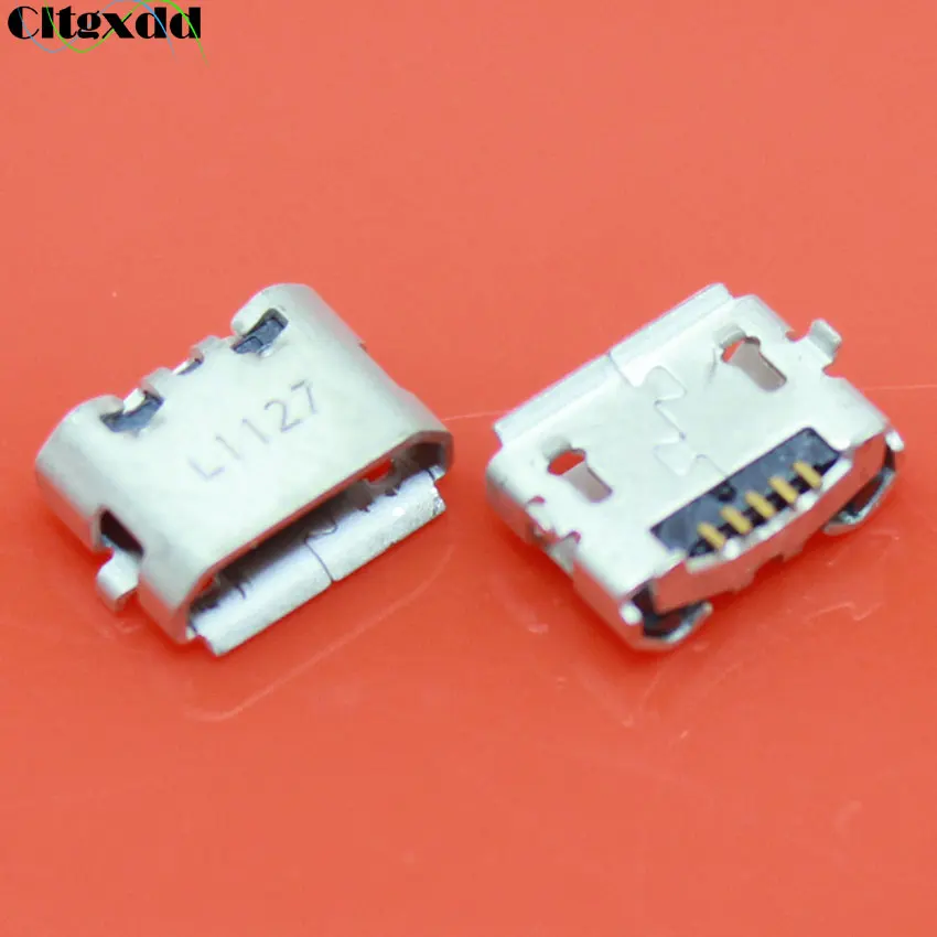 Conector Micro USB de 5 pines, enchufe hembra, borde de bocina de buey, rizo tipo B, conector de puerto trasero de carga para teléfono móvil, 10 Uds.