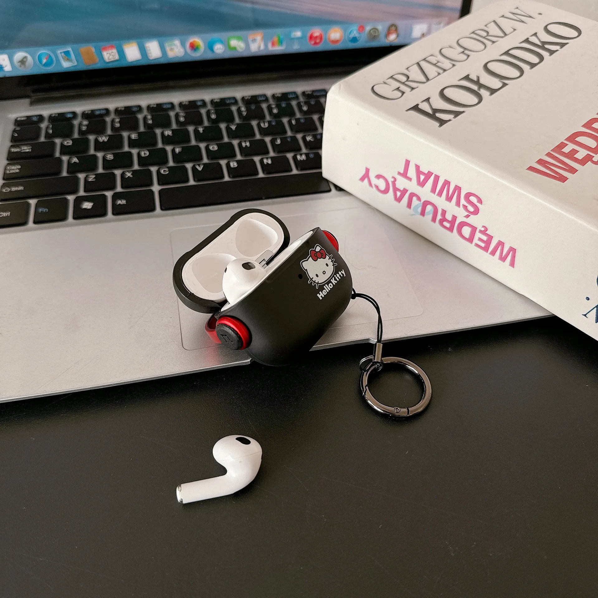 Escucha música Kitty funda para auriculares con correa para Apple Airpods 3 2 1 Pro Pro2 funda para auriculares para Air Pods 4 2024 generación - imagen 4