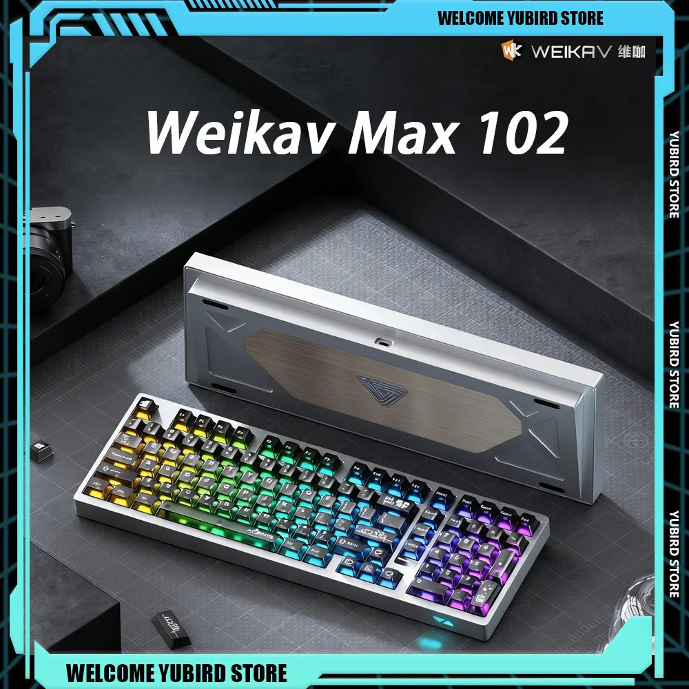 Weikav Max 102 Teclado mecánico de aleación de aluminio para jugar, inalámbrico, Bluetooth, RGB, intercambio en caliente, accesorios personalizados para Pc, regalos - imagen 3