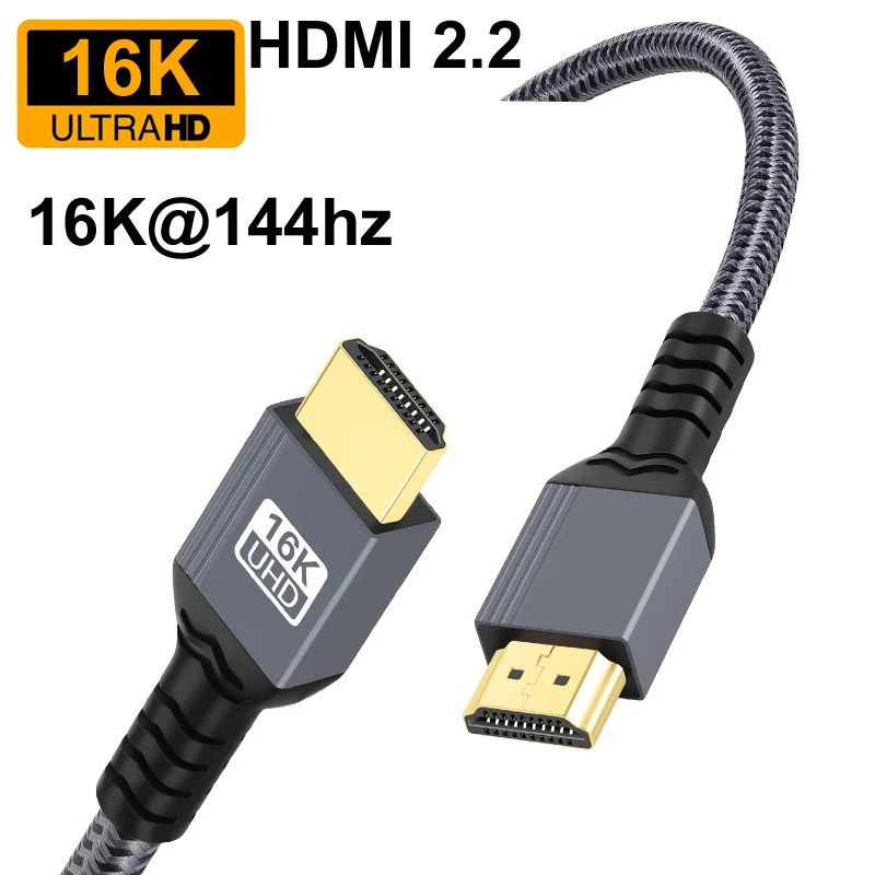 0,5 M/1M/2M trenzado HDMI 2,2 16K @ 144hz 8k60Hz 96Gbps QFT UHD HDR EARC Cable macho para HDTV portátil TV PS5 proyector de Monitor de juegos - imagen 4