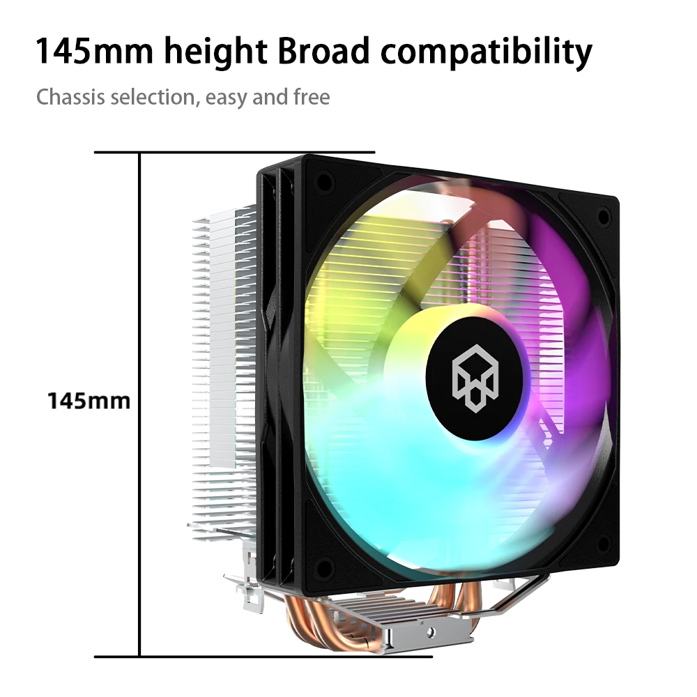 PADO 400 CPU Cooler Radiator RGB PWM versión silenciosa 4 tubos de calor PC enfriador de aire ventilador de 120mm para Intel LGA 775 17XX 115X 1200 AMD AM5 - imagen 5
