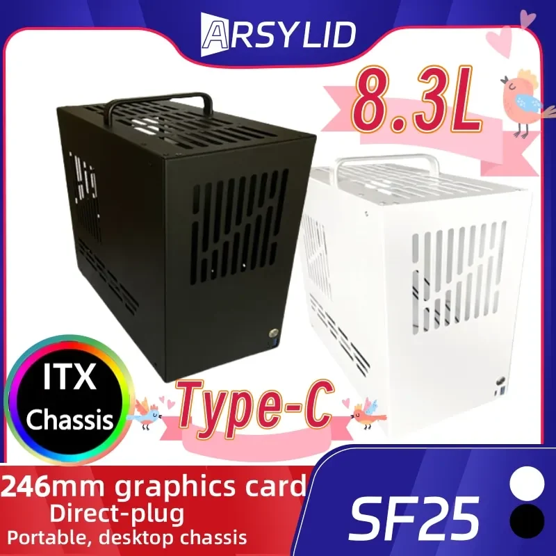 ARSYLID SF25 ITX chasis 246mm tarjeta gráfica enchufe directo 135mm CPU radiador