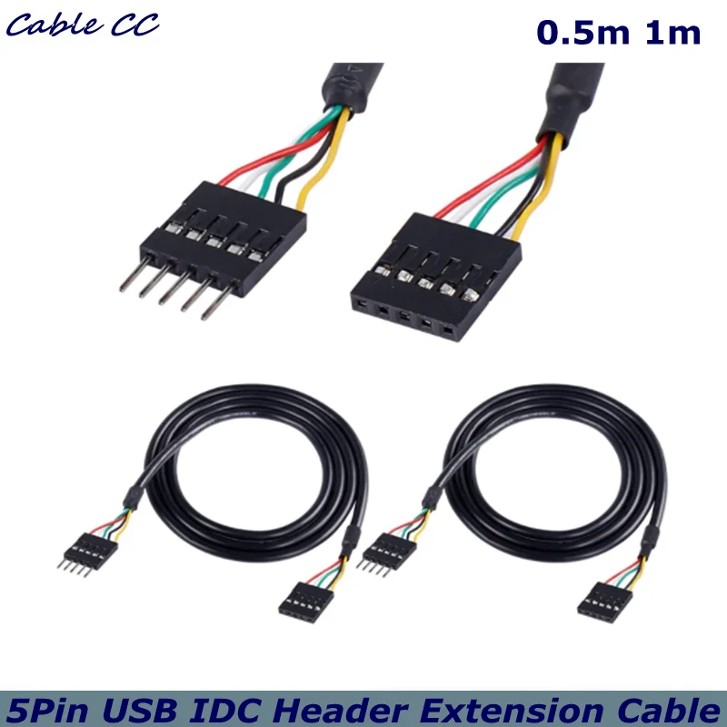 Cable de extensión de cabezal USB IDC de 5 pines, Cable de cabecera de placa base macho a hembra de 5 pines Dupont 2,54 para puertos USB, tarjetas de expansión