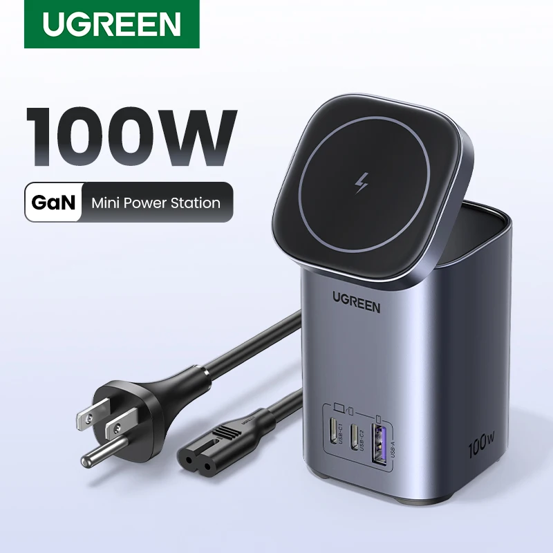 UGREEN GaN 100W cargador de escritorio MFi cargador inalámbrico magnético para iPhone 17 16 15 cargador rápido estación de energía para portátil Notebook - imagen 2
