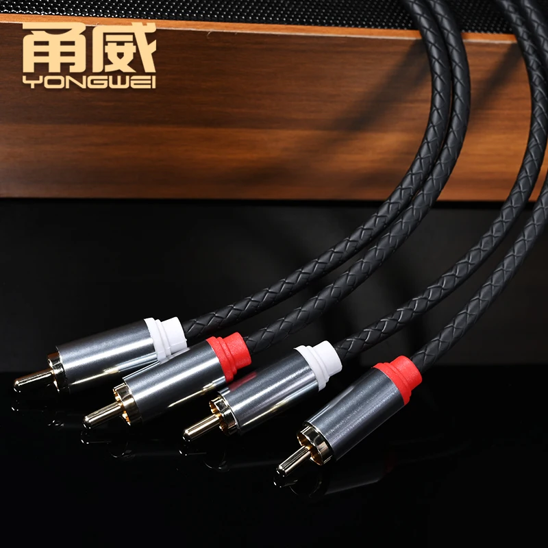 YONGWEI-Cable RCA Hifi 2 RCA a 2 RCA, Cable de interconexión HIFI 4N OFC para amplificador de TV y DVD de cine en casa,1 par - imagen 2