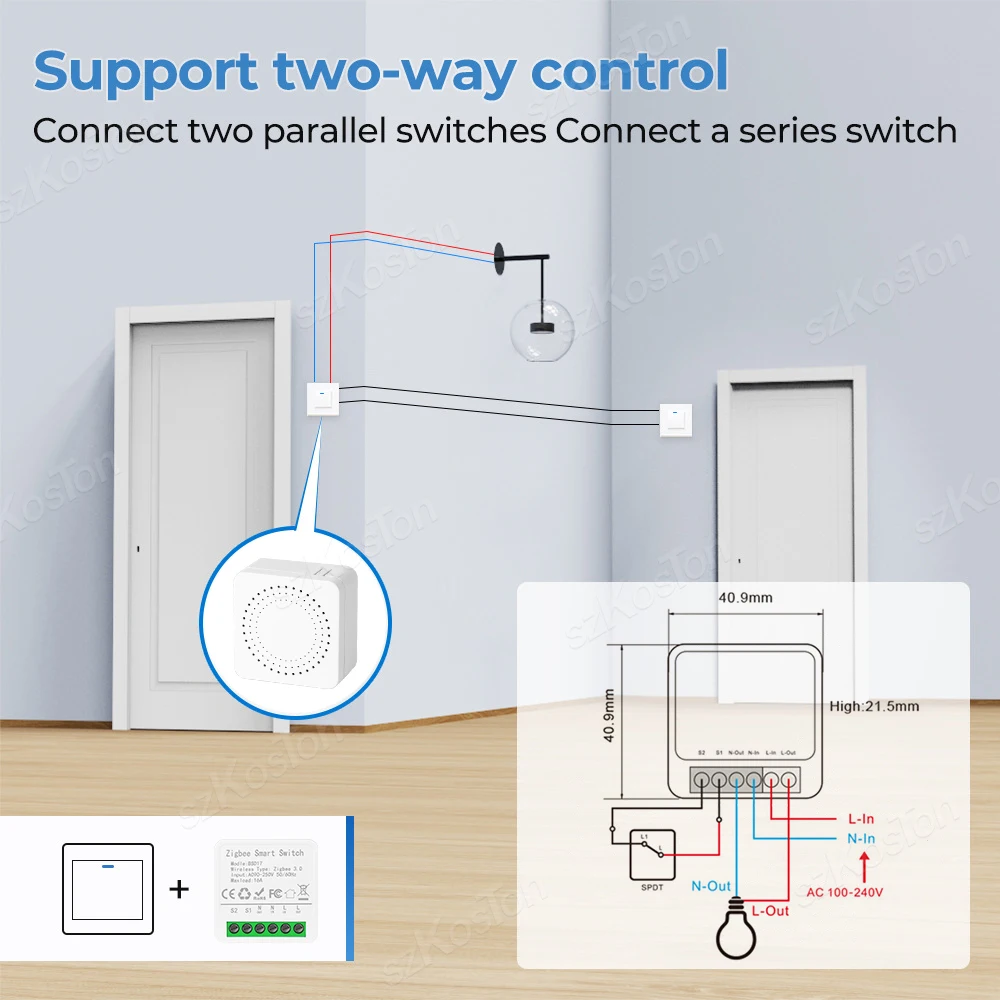 Mini interruptor inteligente ZigBee, eWeLink, relé de interruptor DIY para SmartThings, Alice, Alexa, asistente de Google Home, Zigbee2MQTT, 16A - imagen 5
