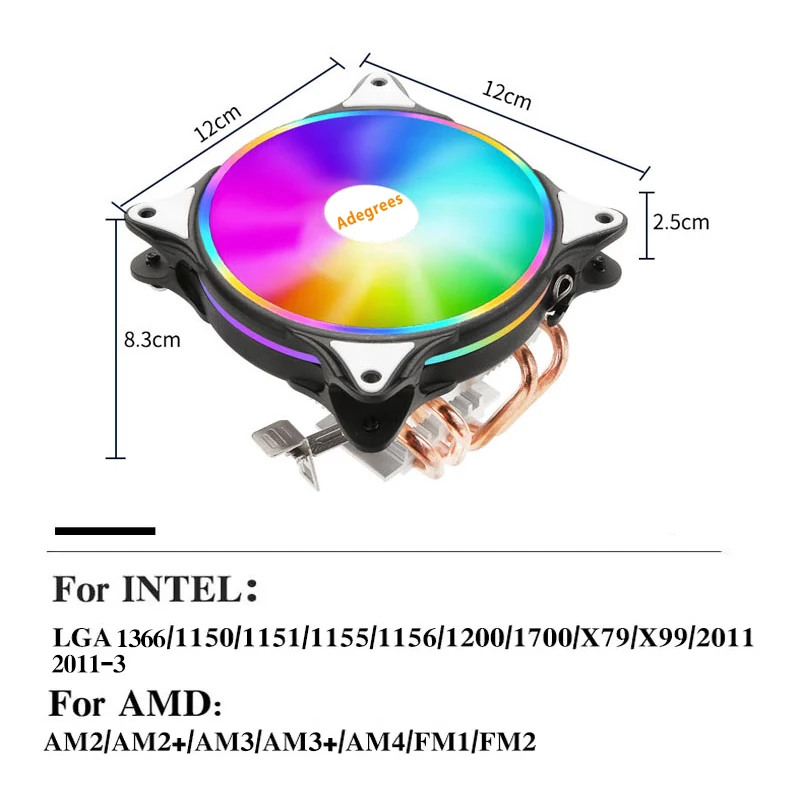 Enfriador refrigerado por aire de CPU de 120MM, 4 tubos de calor, Ventilador de refrigeración de CPU silencioso para Intel LGA 2011 1700 1150 1151 1155 AMD AM3 AM4 AM5 - imagen 3