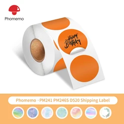Phomemo-papel adhesivo térmico redondo, etiqueta de envío de Color blanco puro, impermeable, para impresora de etiquetas PM241/PM246S/D520