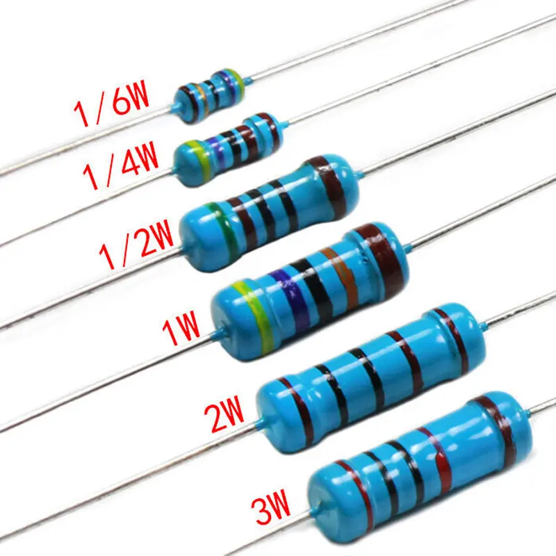 Película metálica de resistencia 100, 1W, piezas, 1R ~ 1M, 100R, 220R, 330R, 1K, 1% K, 1,5 K, 2,2 K, 3,3 K, 10K, 22K, 47K, 4,7 K, 100K, 100, 220, 330, 1K5, 2K2, 3K3, 4K7 ohm - imagen 4