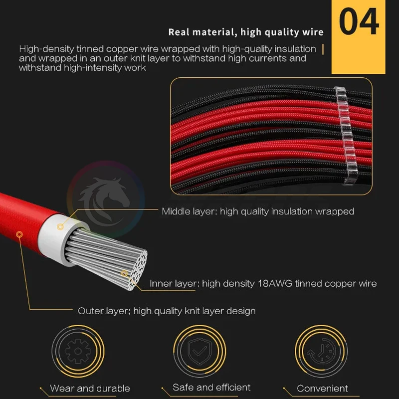 Barrow-Cable de extensión PSU para PC, fuente de alimentación de 24 Pines, ATX / GPU 6 + 2 pines/CPU 4 + 4 pines, 18awg, negro-blanco, negro-rojo, mezcla de colores - imagen 5