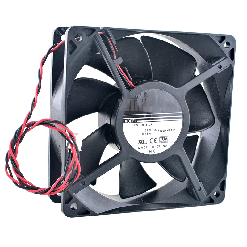 B35129-51LS1 Ventilador de refrigeración con rodamiento de bolas doble 12 cm 120 mm 120 x 120 x 38 mm DC24V 0.68A 2 pines para fuente de alimentación del convertidor de frecuencia - imagen 2