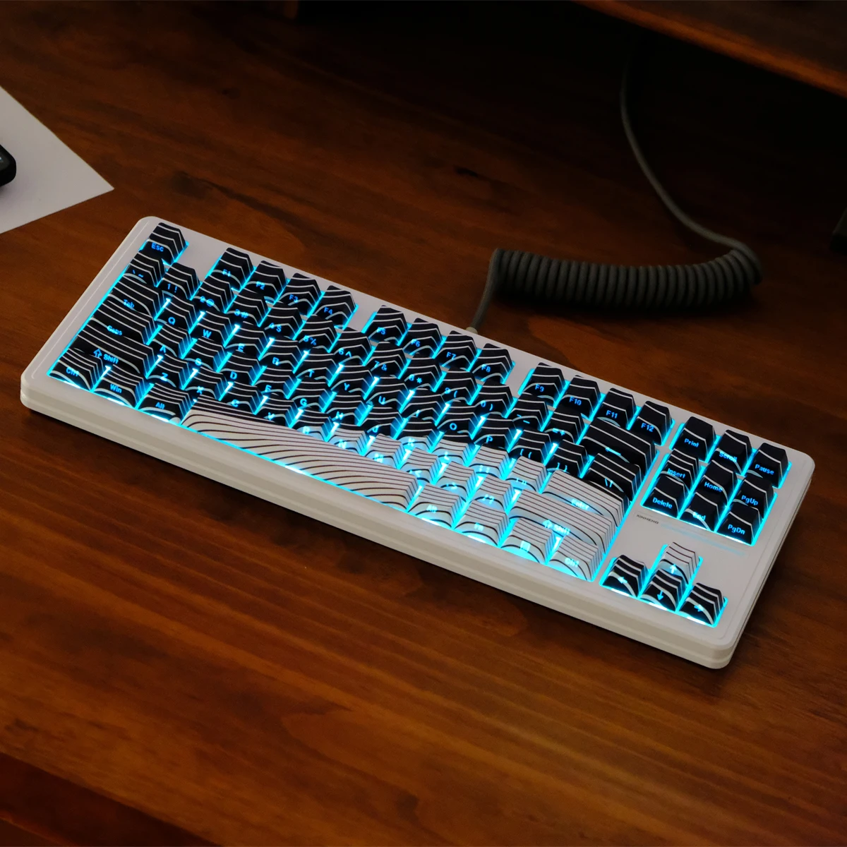 130 teclas blanco negro onda 5 lados tinte Sub PBT Keycap retroiluminado RGB retroiluminado teclas perfil de cereza para interruptores MX teclado para juegos