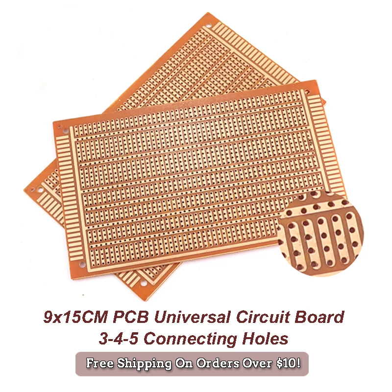 5/10 Uds placa de circuito DIY 9x15CM baquelita de un solo lado (3-4-5 agujeros de conexión) 1,5 de espesor 2,54 espaciado placa Universal PCB