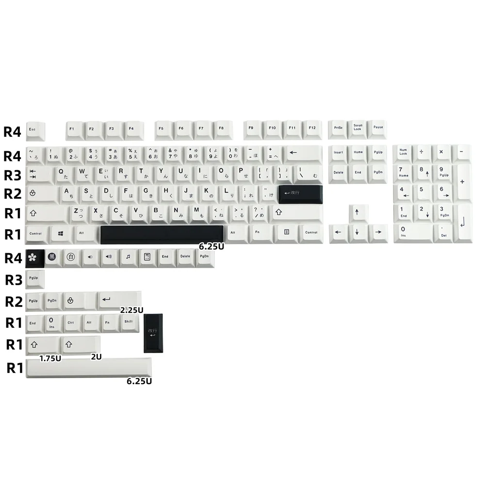 Teclado mecánico minimalista Keycap negro blanco perfil de cereza japonesa para GH60 GK61X GK64X GK68 96 980 104 108