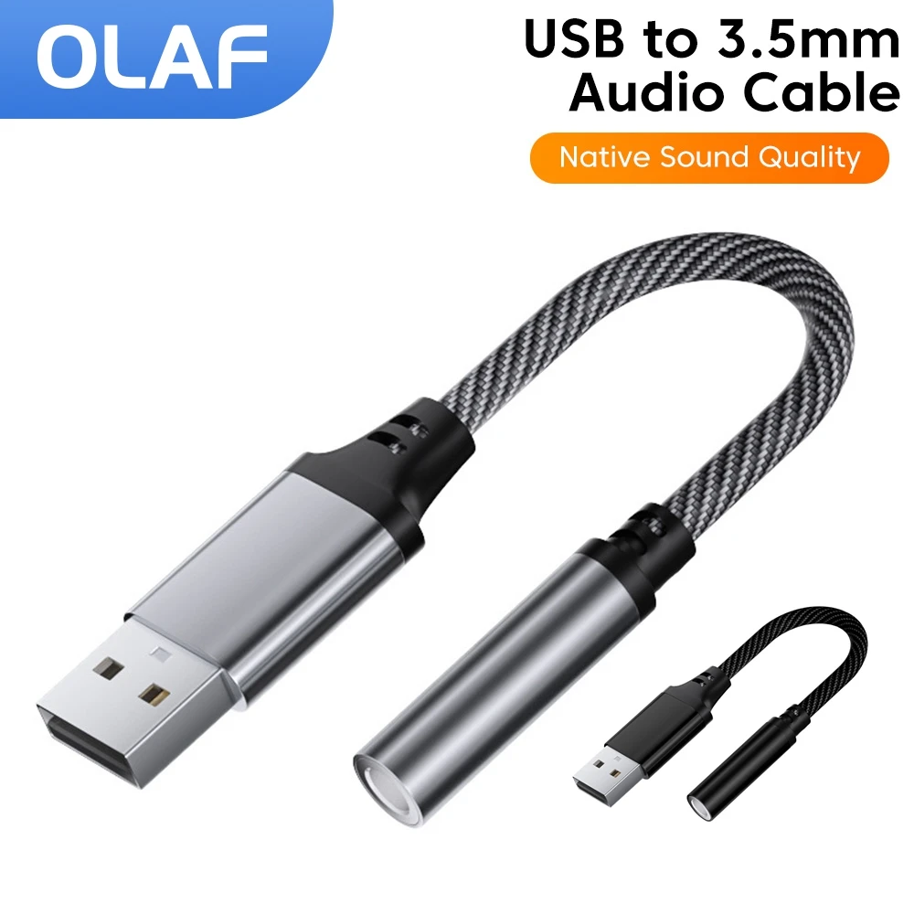 Adaptador auxiliar de Audio USB a 3,5mm que admite micrófono y música 2 en 1, Cable convertidor de auriculares con conector USB macho a 3,5 MM para PC