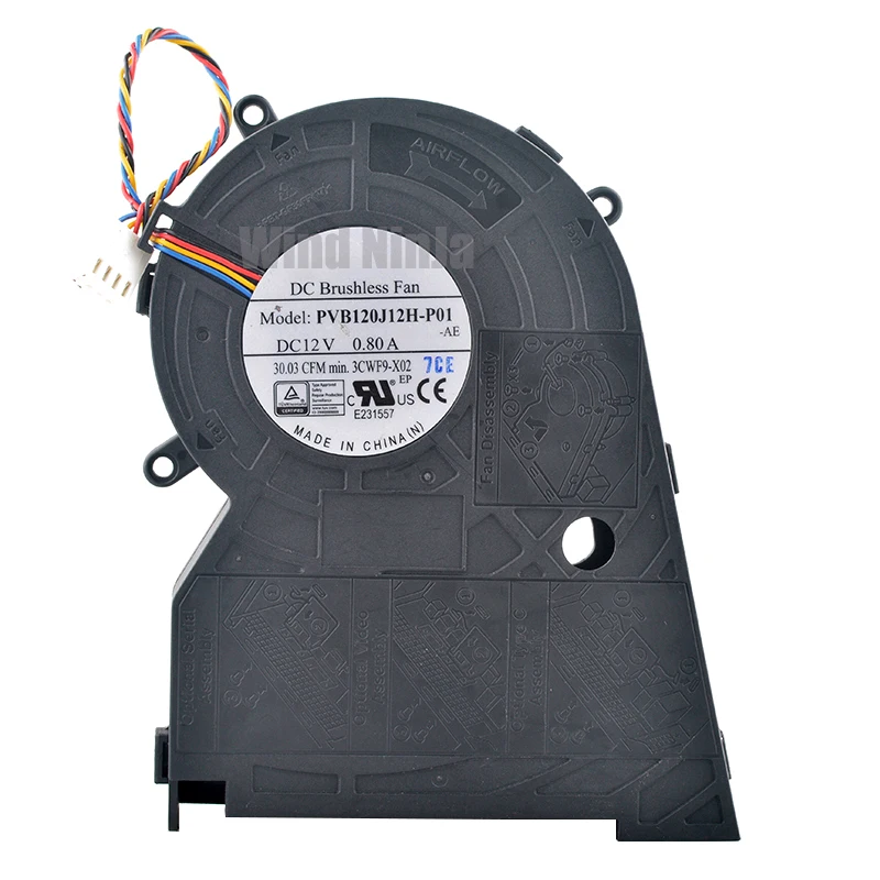 PVB120J12H-P01-ventilador centrífugo de alta velocidad para CPU de ordenador, 3CWF9-X02, DC12V, 0.80A, 4 pines, todo en uno