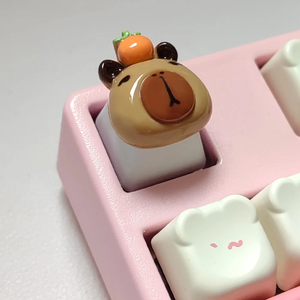 Teclas de capibara hechas a mano con dibujos animados, teclas de teclado mecánico, accesorios de juego personalizados, regalos de decoración, 1 ud. - imagen 3