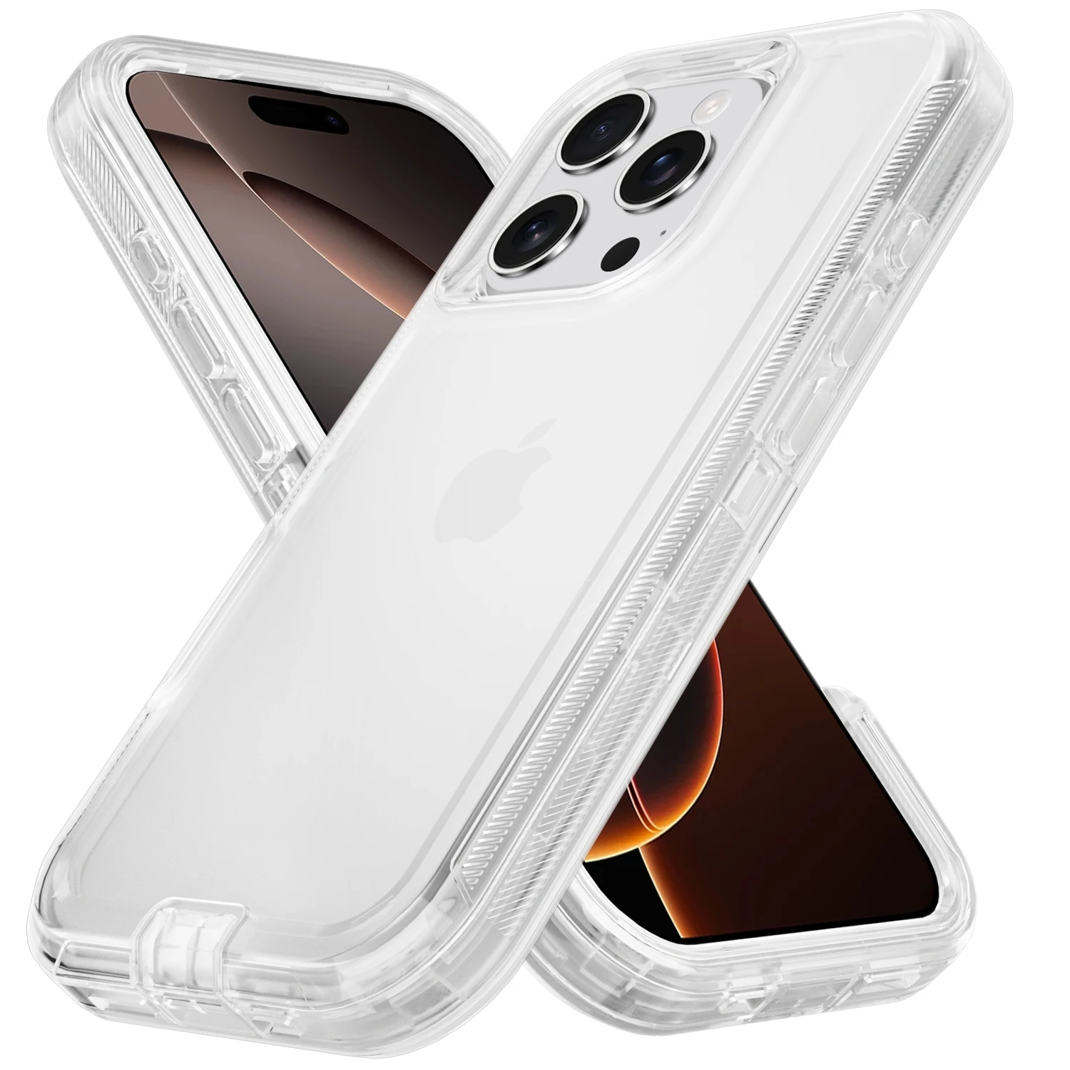 Para iphone 12 mini 13 14 15 16 Pro Max duro 3 en 1 PC + TPU contraportada armadura transparente a prueba de golpes funda de teléfono Defender