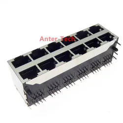 Conector RJ45 blindado ángulo recto pasante agujero lateral