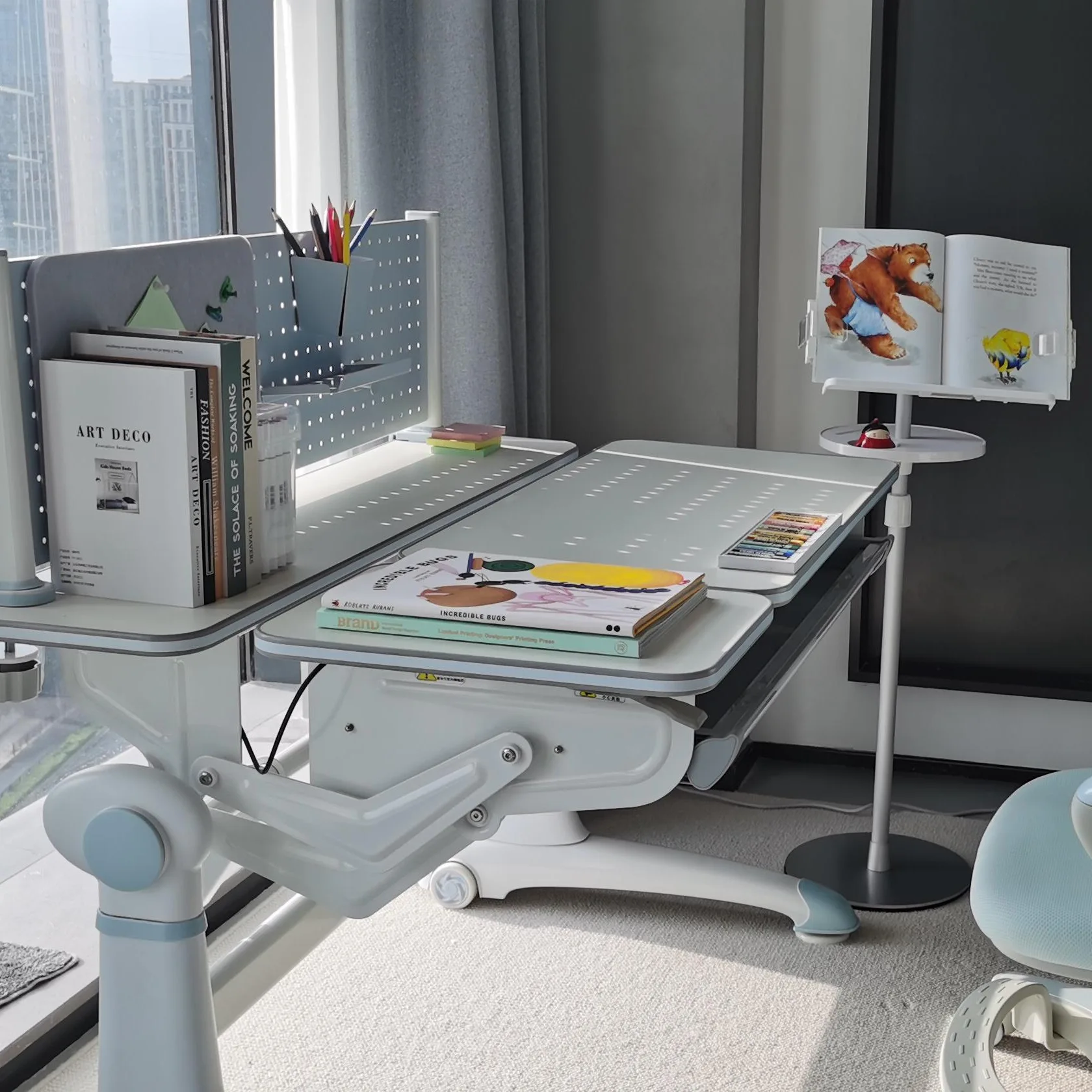 Estante de aluminio para lectura de UP-9ZB, soporte de suelo para oficina, bandeja para cuaderno, bandeja para tableta, ajuste de altura - imagen 2