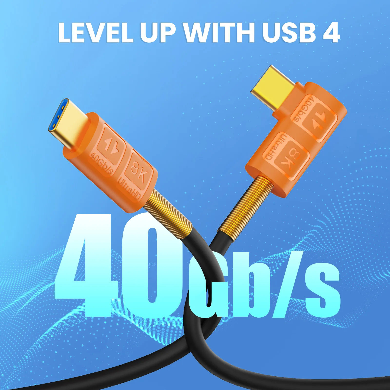 Cable retráctil USB4 de doble puerto tipo C con resorte, 240W (48V/5A), 8K, 60Hz, Cable para ordenador portátil Thunderbolt, Cable PD Coaxial de 40Gbps, 1m - imagen 5