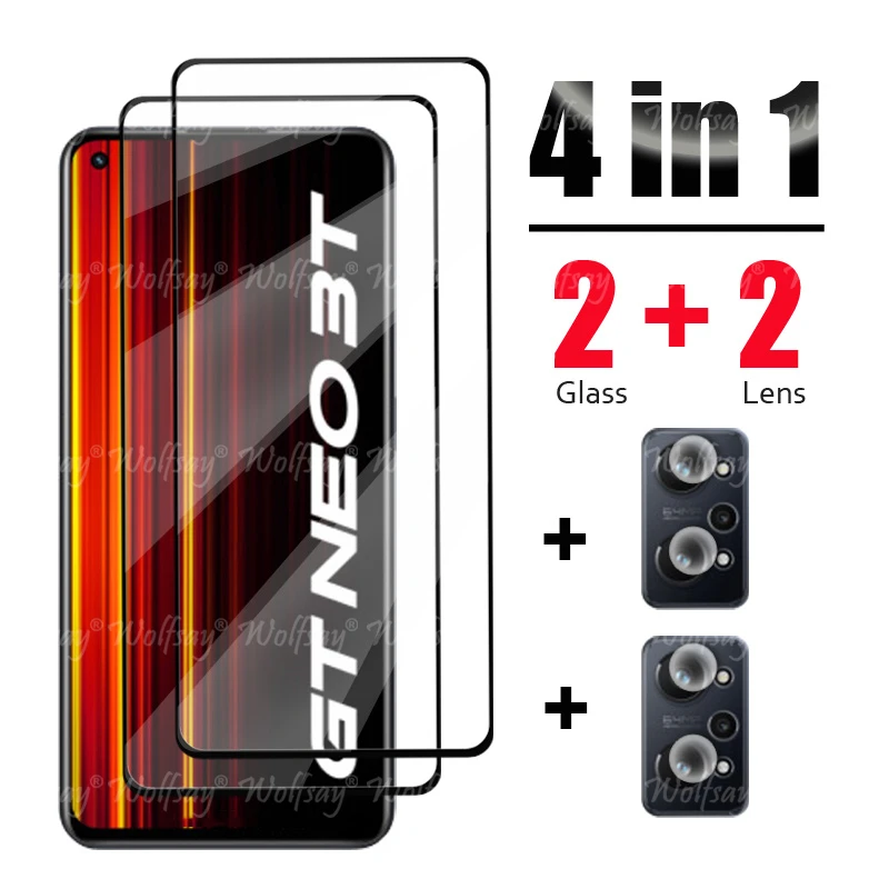 Para Realme GT NEO 3T vidrio para Realme GT NEO 3T Protector de pantalla de vidrio templado película de cámara para Realme GT NEO 3T 3 2 2T vidrio