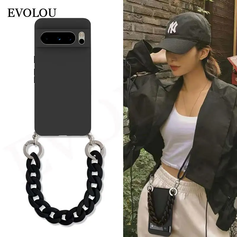 Para Google Pixel 8 Pro funda cruzada collar cordón cadena de mármol funda para Google Pixel 7A 7 Pro 6 Pro 6A 8Pro funda suave - imagen 2