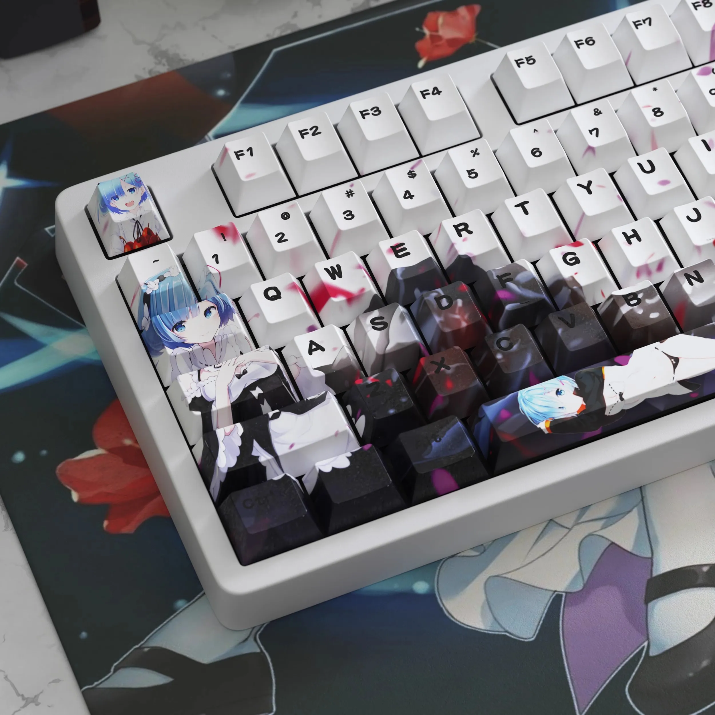 Re:Life In A Different World of Zero Keycaps Cherry Profile PBT Dye Subbed Anime Key Caps para MX Switch Rem Keycap, 1 Juego - imagen 2