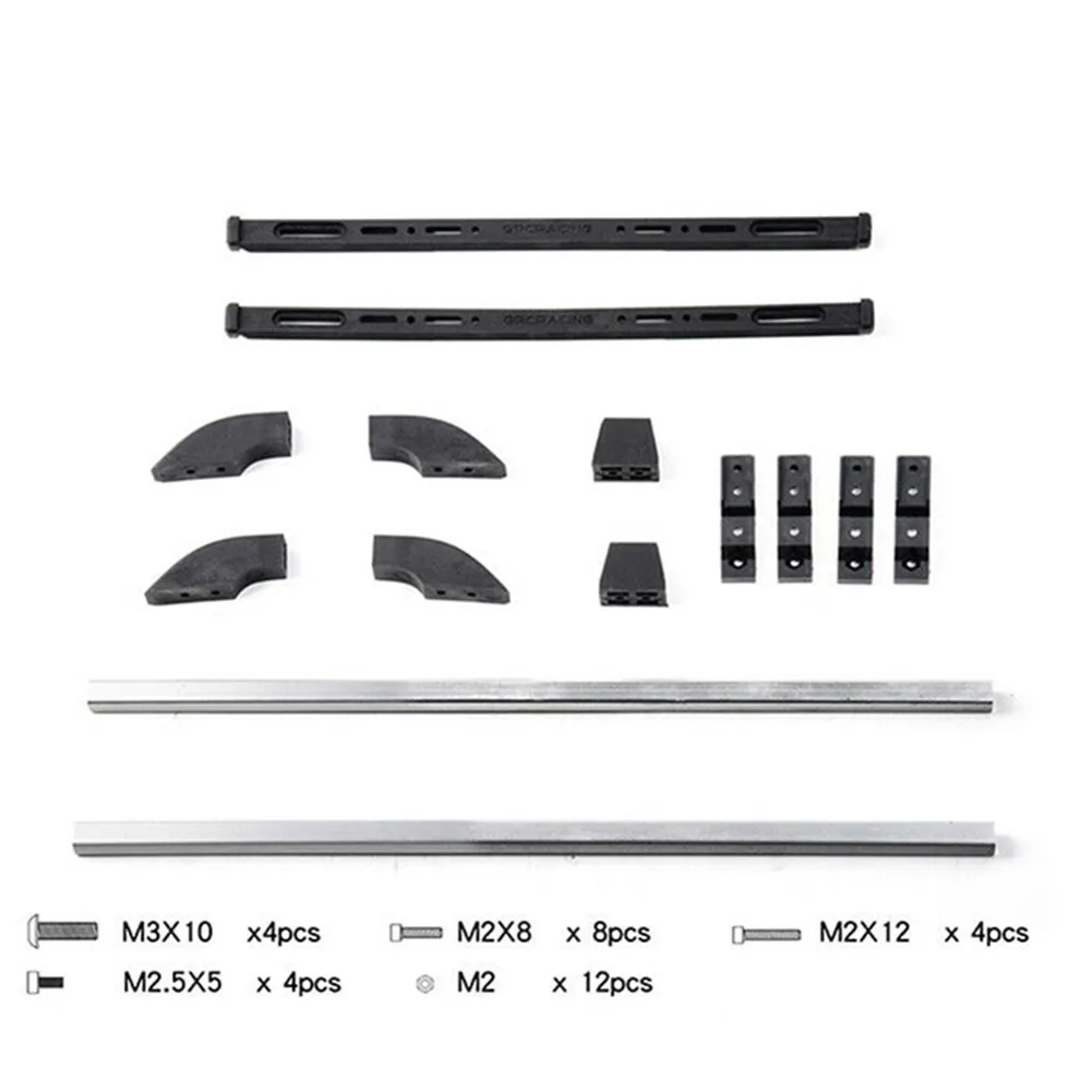 Kit de portaequipajes para techo de coche teledirigido, 1 unidad, para coche trepador de control remoto 1/10, aleación de aluminio de alta calidad, nailon, negro, accesorios ligeros sólidos - imagen 4