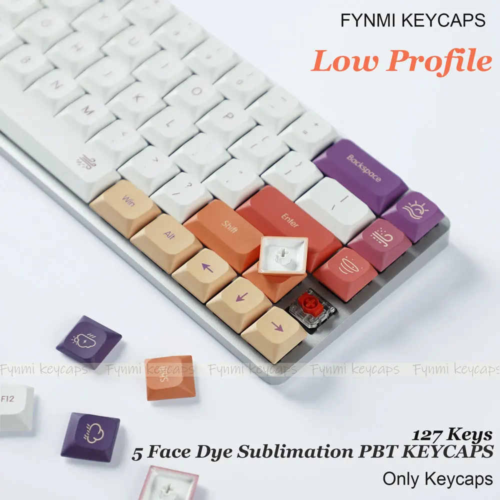 Nubes de niebla perfil bajo 127 teclas diseño ANSI 5 teclas PBT de sublimación de tinte lateral para interruptor de perfil bajo Gateron - imagen 4