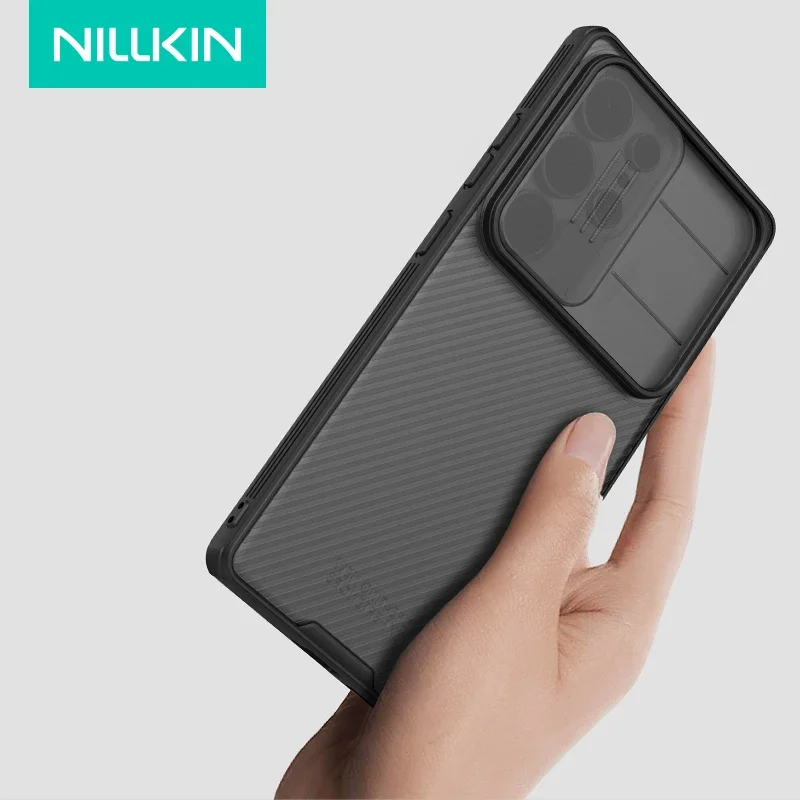NILLKIN para Samsung Galaxy S25 Ultra funda CamShield Pro transparente negro cámara cubierta deslizante bordes suaves protección contraportada - imagen 5