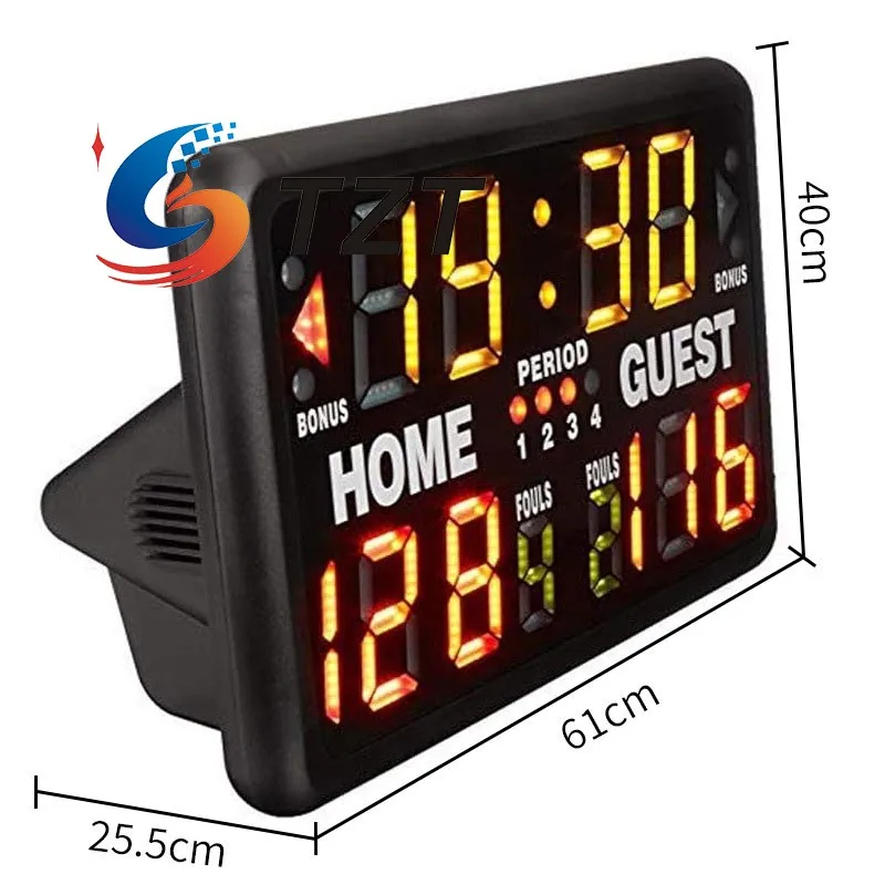 TZT A30B Marcador de baloncesto de 12 dígitos Marcador portátil con indicadores de toque para ejercicios de competición