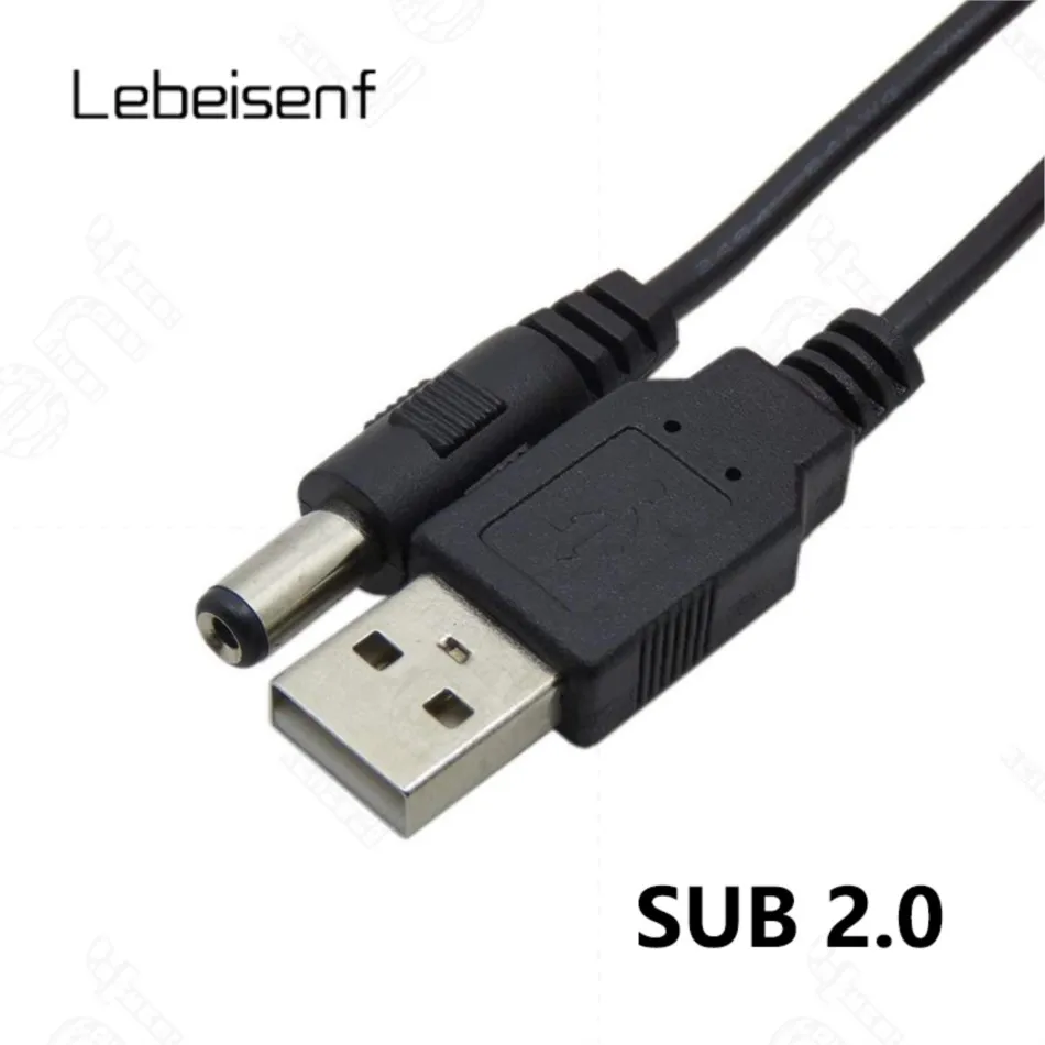 Cable de alimentación USB a CC de 5V USB2.0 a DC5521 Cable de carga macho 3A negro 0,5 m 1,5 m línea de conversión Cable de conexión de 2 núcleos - imagen 3