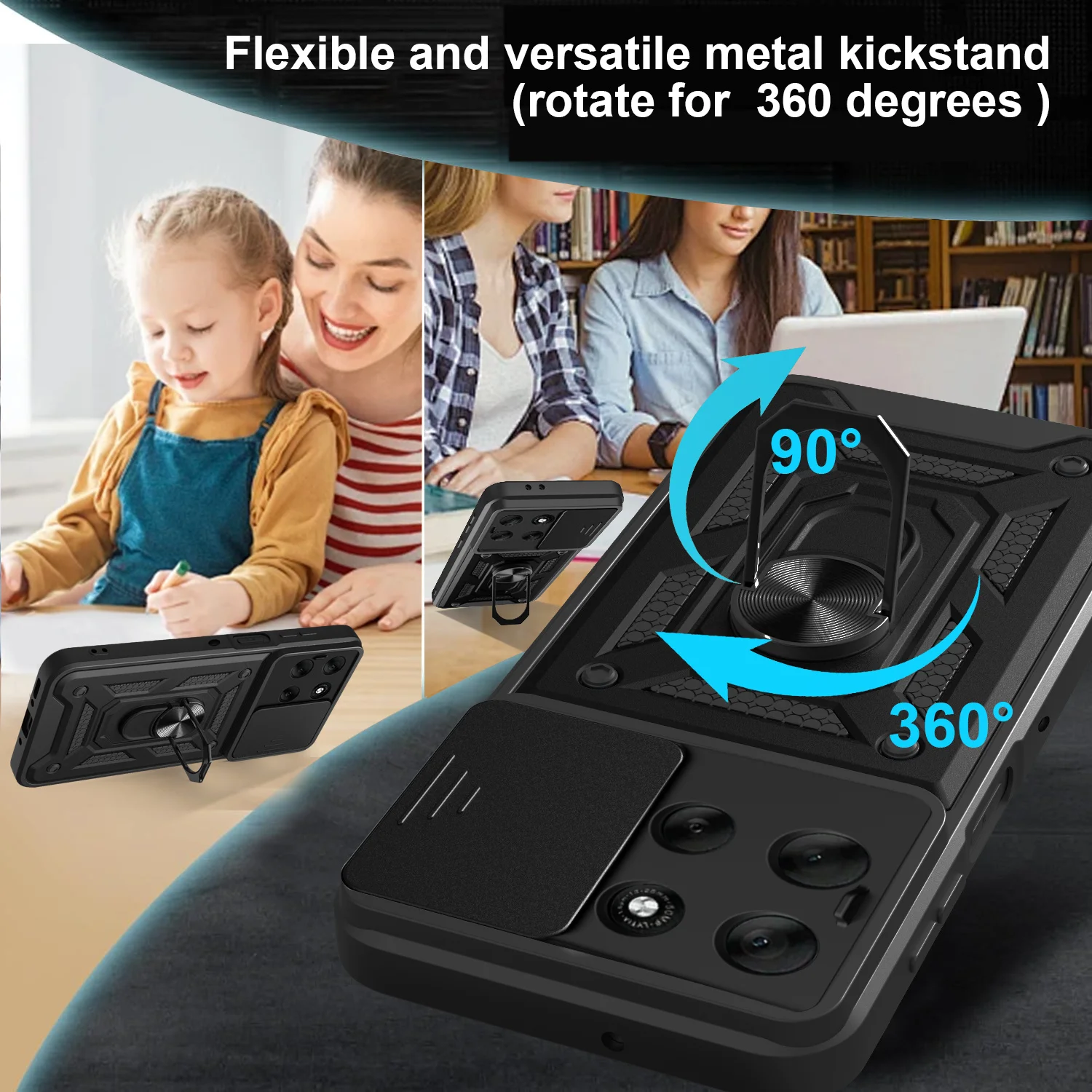 Para Moto G56 5G funda protectora para cámara deslizante fundas de teléfono para Motorola Moto G56 5G MotoG56 soporte magnético anillo contraportada - imagen 2