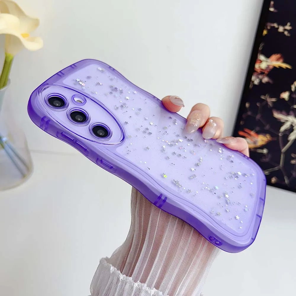 Para Samsung Galaxy S24 S23 S22 S21 Plus Ultra FE Note 20 funda bonita transparente con pegamento de goteo estrella brillo rizado híbrido cubierta a prueba de golpes - imagen 5
