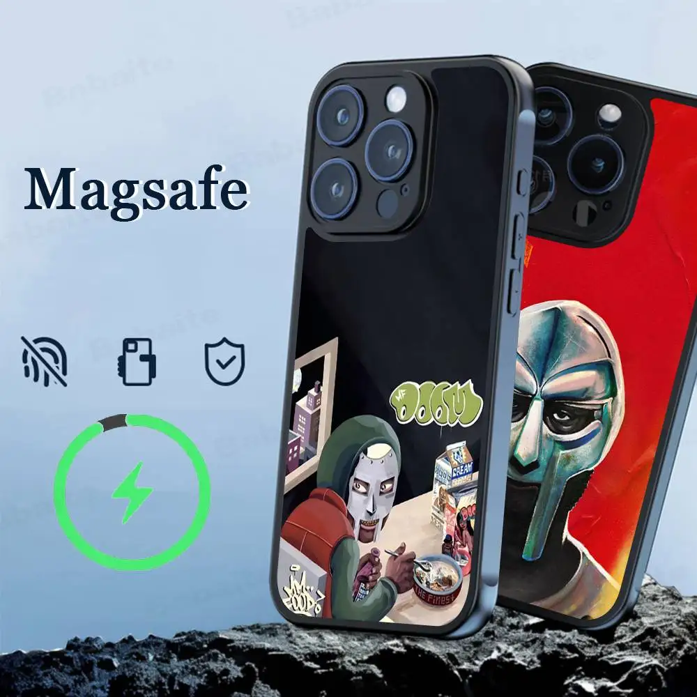 Funda magnética para teléfono MF DOOM para iPhone 16 14 13 12 11 15 Pro Max Plus para cubierta de carga inalámbrica Magsafe
