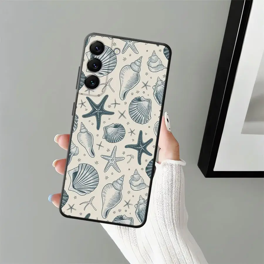Funda para Samsung Galaxy A05 A06 A70 A10 A12 A04 A30 A15 A40 A16 A03 A50 A20 A13 funda negra suave para teléfono conchas marinas - imagen 5