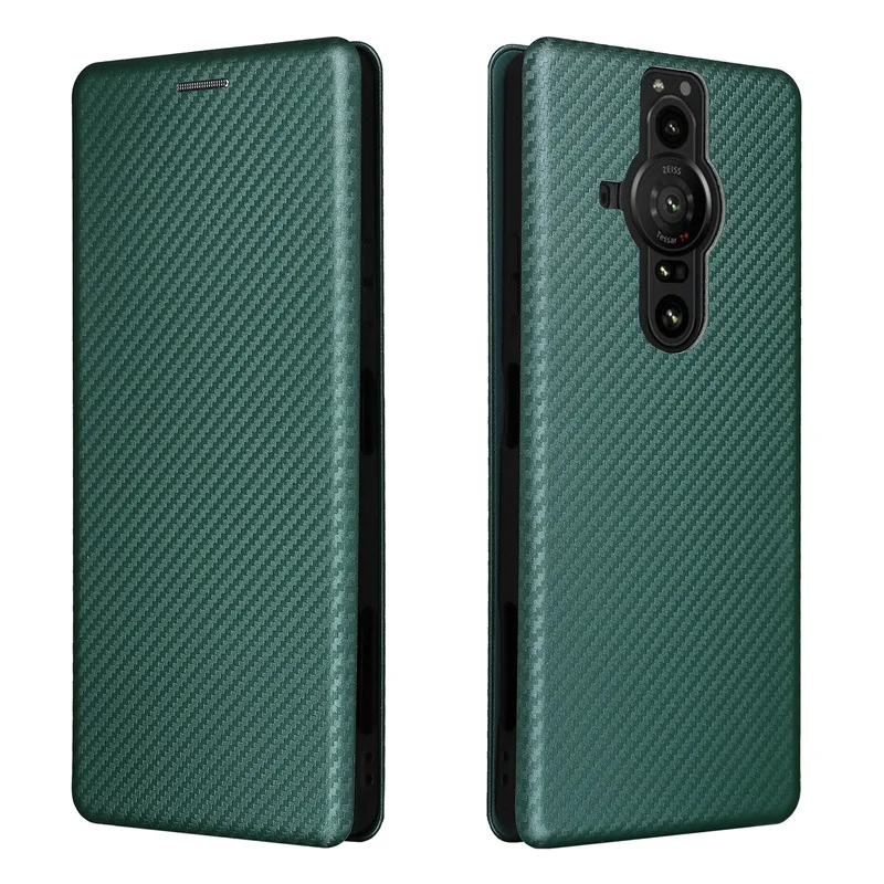 Para SONY Xperia 10 5 1 V VI PRO-I 5 II III IV 1 Ace XZ3 L4 Funda de fibra de carbono con soporte magnético a prueba de golpes Funda con ranura para tarjetas - imagen 4