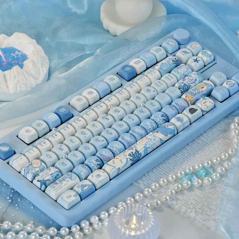 Teclas Underwater World, Material PBT azul, perfil MOA, teclas de sublimación de tinte para interruptores MX, teclado mecánico para jugadores - imagen 2