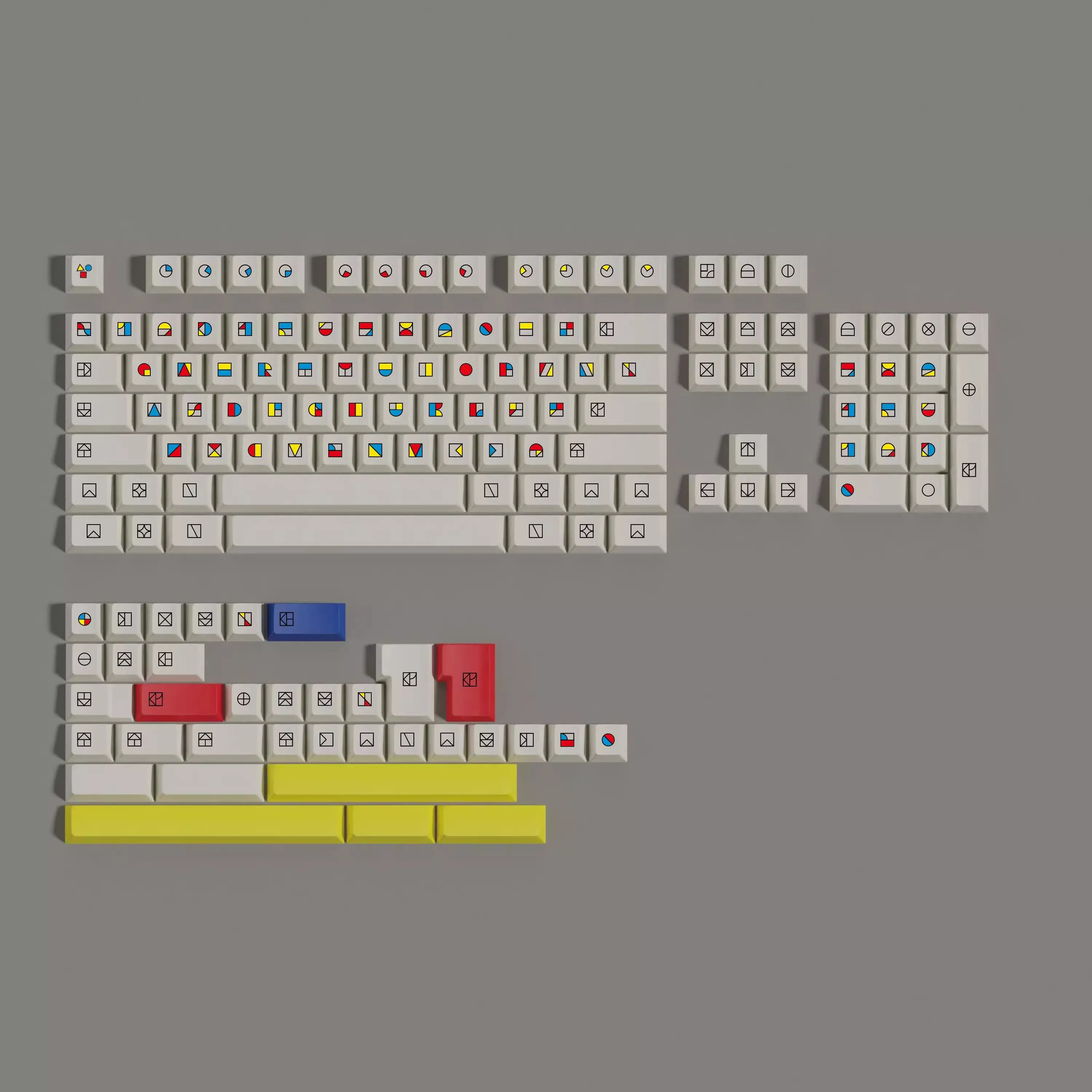Juego de teclas de bloques de Color Gestalt, subteclas de tinte PBT, teclas de perfil de cereza para teclado MX Switch, barra espaciadora dividida Alice Wooting, 1 Juego
