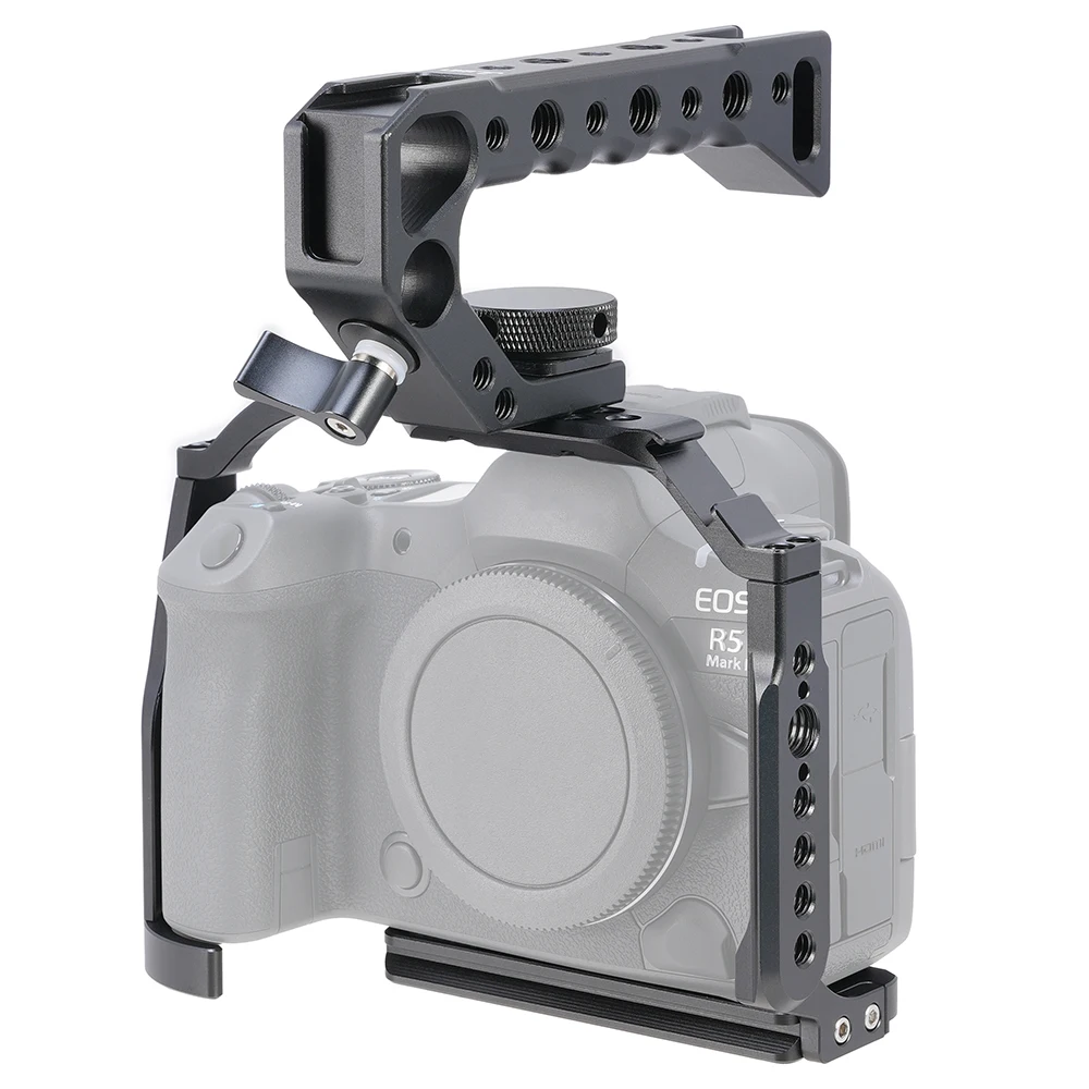 Jaula de cámara FOTGA para Canon EOS R5 Mark II, accesorios de fotografía DSLR portátiles de liberación rápida, jaula protectora de pantalla templada - imagen 4