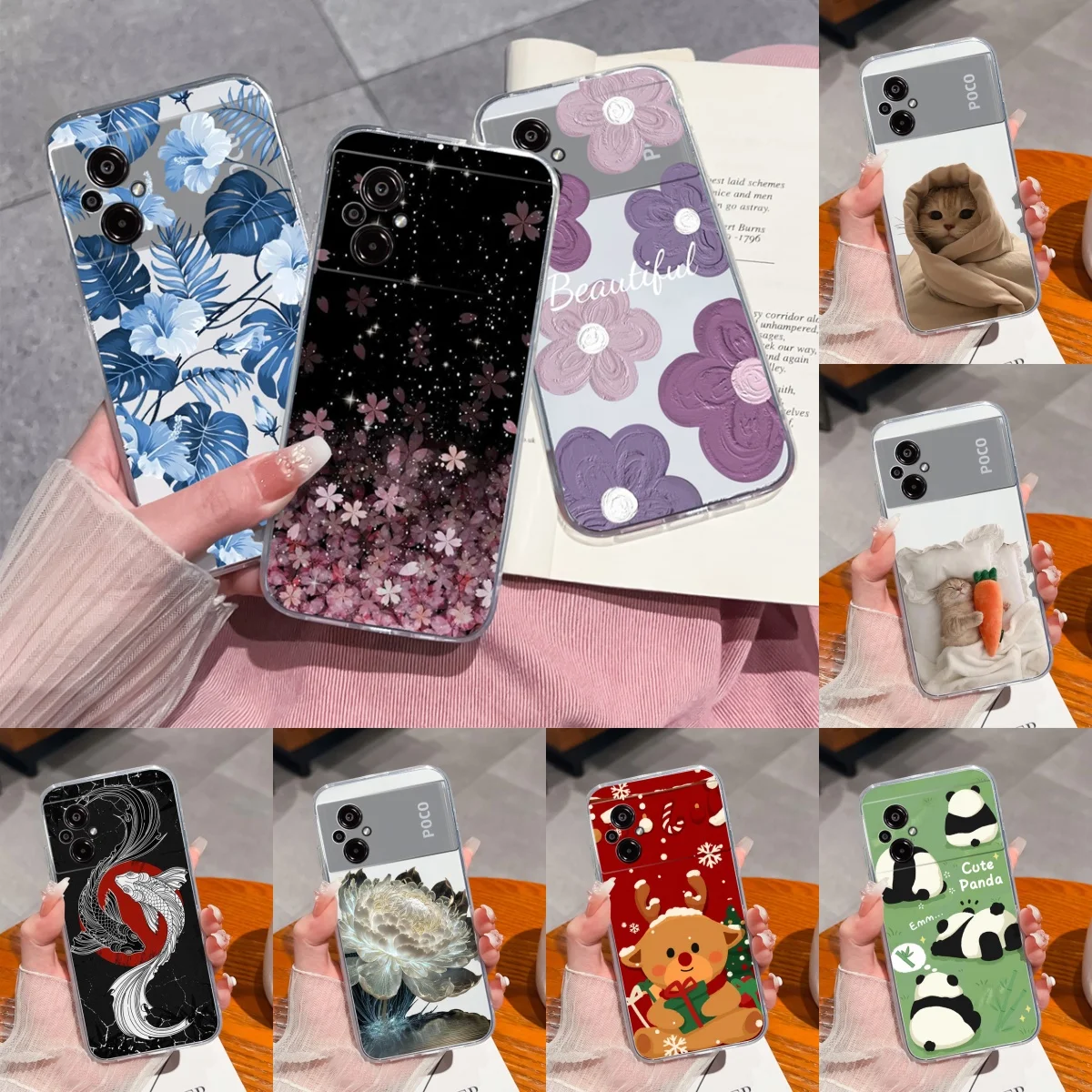 Funda para POCO M5 M5S, parachoques creativo transparente suave de dibujos animados para POCO M 5 POCOM5S, Fundas de teléfono, Funda protectora trasera anticaída