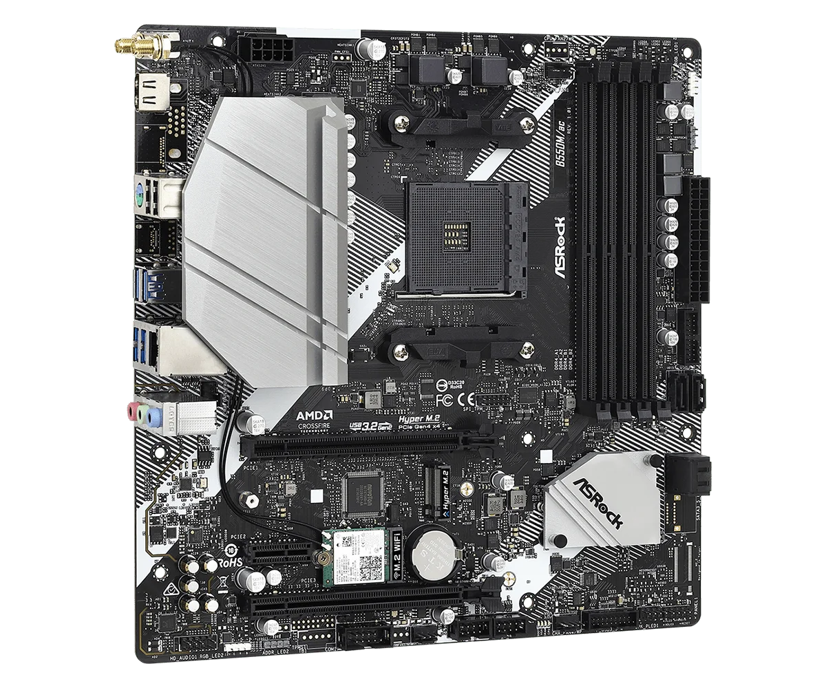 ASRock B550M/AC placa base Socket AM4 AMD B550 compatible con Ryzen 5 5600 4500 3200G 3600 5700X cpu DDR4 128GB NVMe SSD Micro ATX - imagen 3